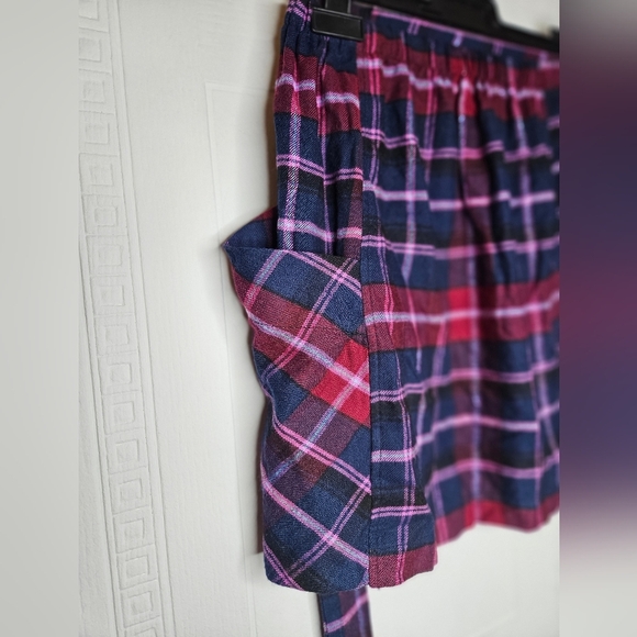 Urban Outfitters Cameron Flannel Tie Front Mini Skirt Plaid Navy XS Preppy - Picture 4 of 10